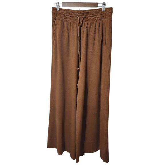 Free People Dream Medium Drawstring Wide Leg Sweatpants Pants Brown - Picture 5 of 10